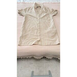Old Navy Shirt Dress Womens Medium Petite Mp Linen Blend Button Front Tan Beige